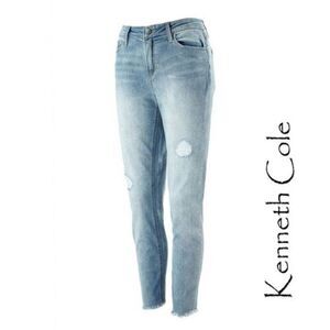 Kenneth Cole Raw Hem "Jess" Distressed Skinny Jean 12